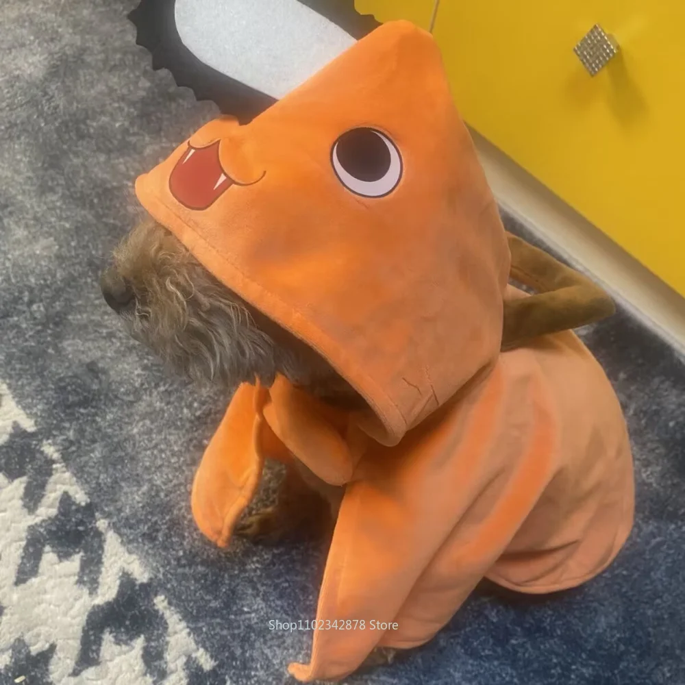 Anime Kettensäge Mann Pochita Haustiere Umhang Cosplay Kostüm für Katze Hund Haustier Hoodie Uniform Tiere niedlichen Haustiere orange Outfits Umhang