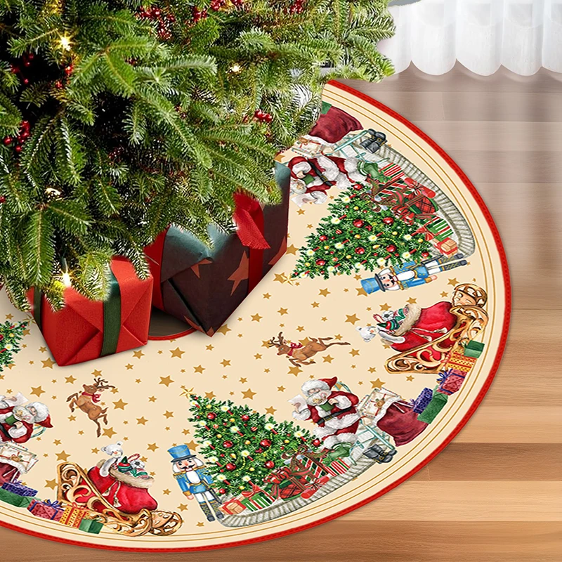 90/120CM Cartoon Christmas Tree Skirt Crafts Tree Surround Base Set Merry Christmas Decorations for Home Xmas Ornaments Navidad