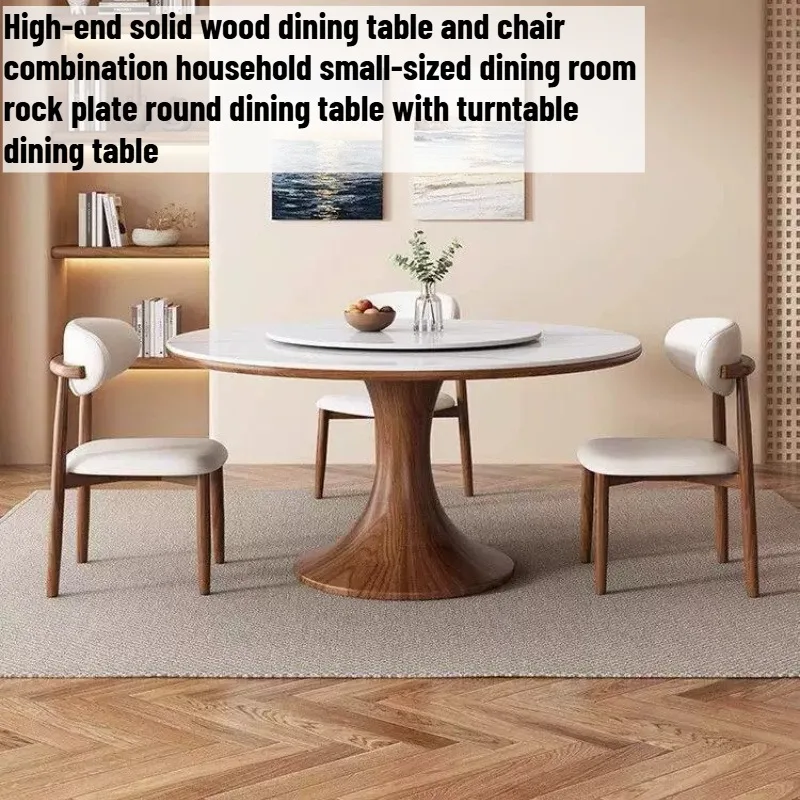 Vintage Round Dining Table Solid Wood Center Living Room Chair Dining Table Luxury Hotel Mesa De Comedor Kitchen Furniture