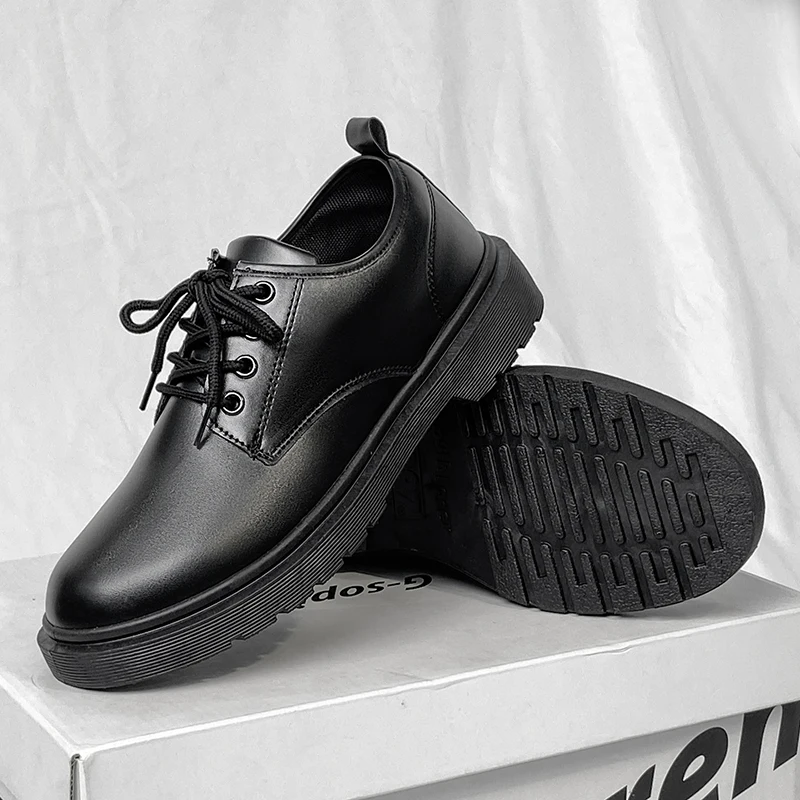 Men's Leather Shoes Casual Comfort Lace Up Work Shoes for Men Lightweight Black Oxford shoes