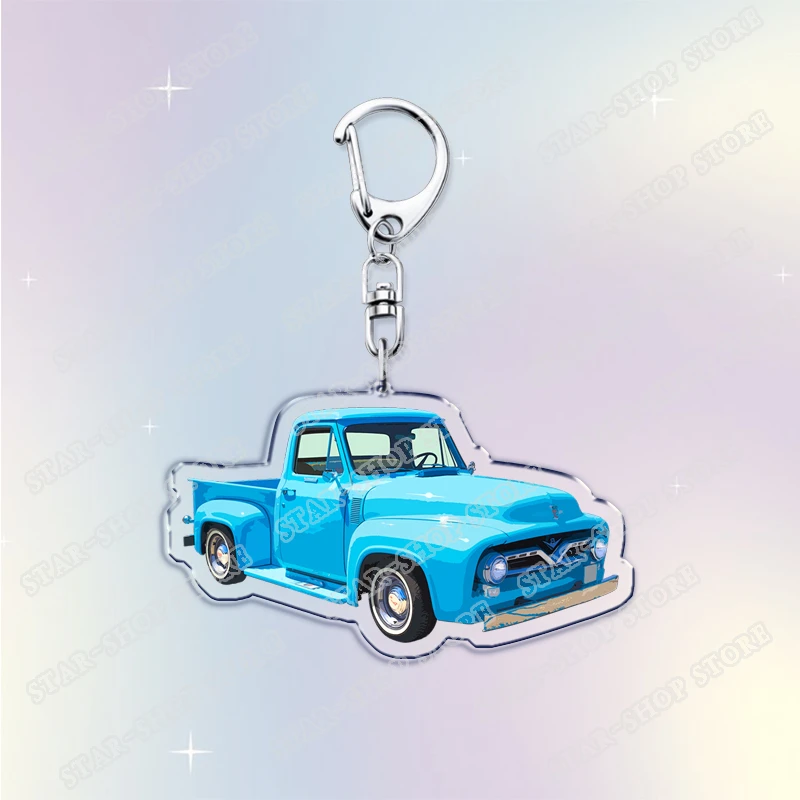 Vintage Classic Old Truck Keychains for Accessories Jewelry Retro Vector Car Keyrings Fans Friends Gifts