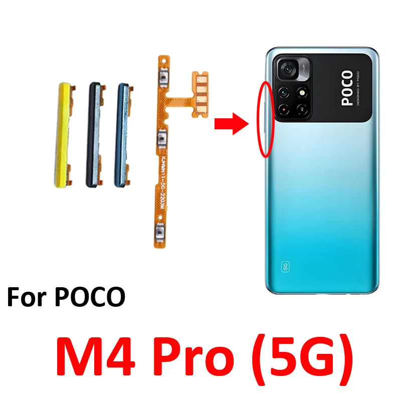 ل Xiaomi POCO M4 PRO 5G جديد حجم الجانب زر حتى أسفل مفتاح التحكم الداخلي فليكس كابل استبدال جزء ل M4 برو 5G
