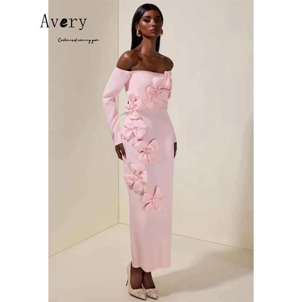 

Avery Custom Fishtail Pink Flower Off-Shoulder Luxurious Women's Evening Dresses Woman Elegant Party Dresses 2026 Gala Dress