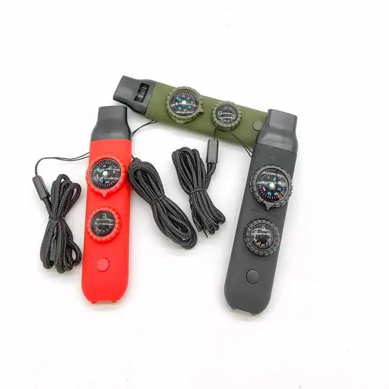 7In1 Survival Whistle With Compass LED Lighted Portable Survival Whistle Tool Camping Hiking Outdoor Multifunctional Whistle