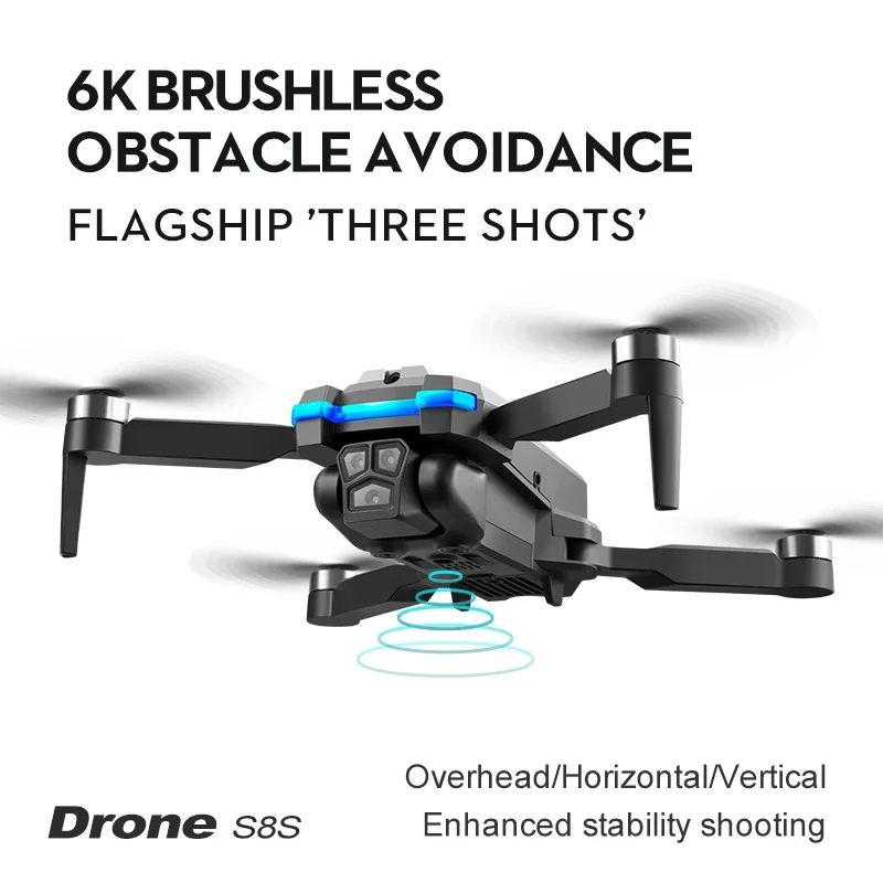 2.4G optical flow brushless LS-S8S RC drone 8K three camera 360 ° obstacle avoidance WiFi headless mode professional quadcopter
