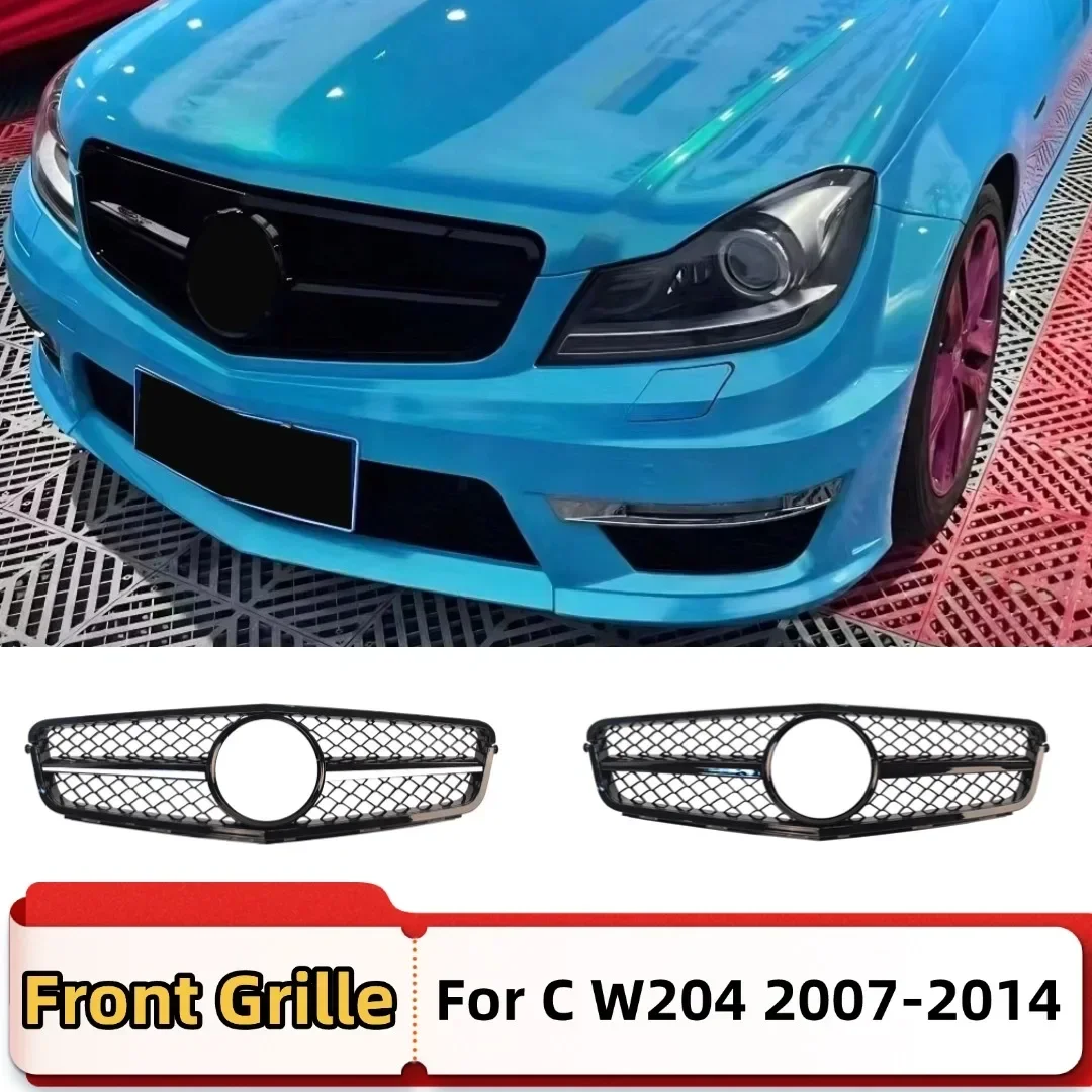 Middle Hood Mesh Upgrade Front Bumper Grille Grill Refit For Mercedes Benz C class W204 C204 S204 Coupe C43 2007-14 AMG GT Style