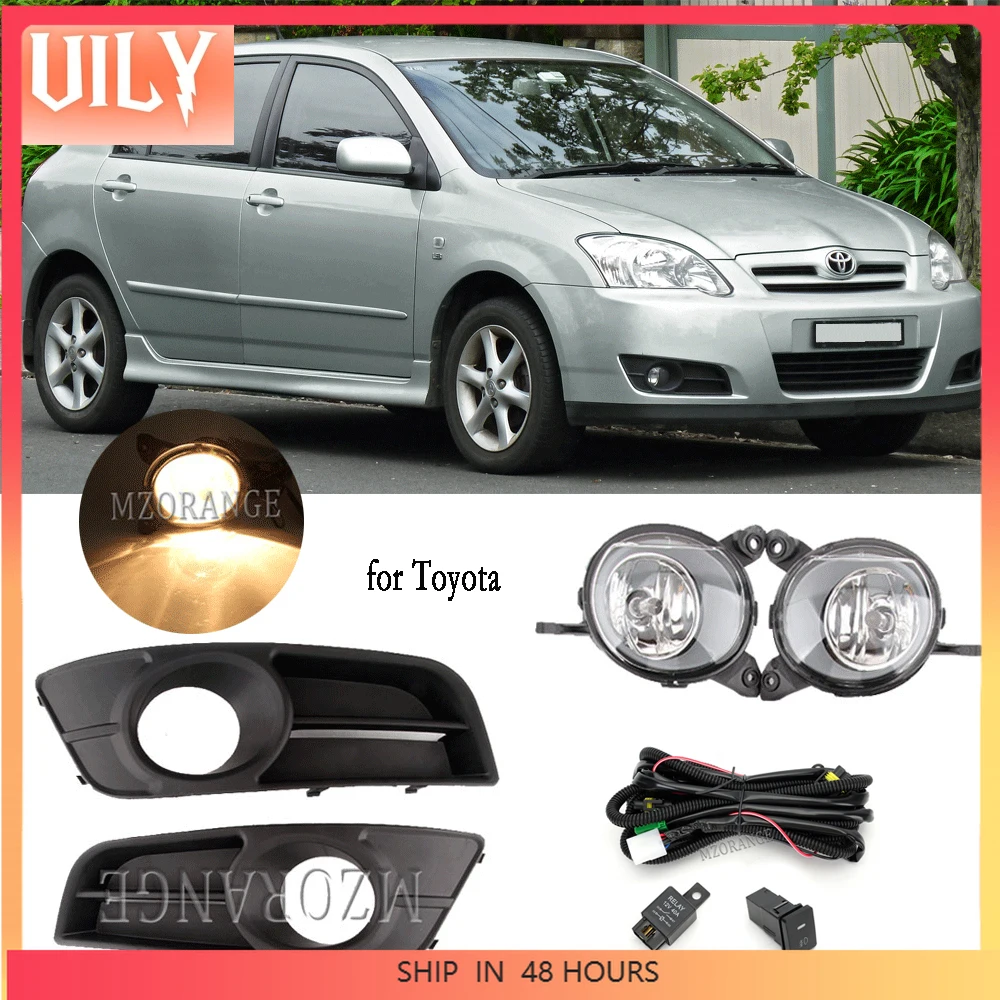 Противотуманные фары в сборе, передний бампер, фары для Toyota Corolla 2004 2005 2006, крышки противотуманных фар, рамка для решетки, версия ЕС, аксессуары, авто