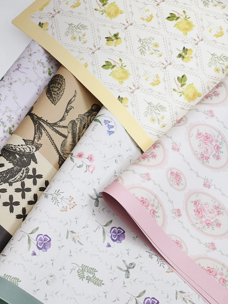 Art Mesh Floral Series Flower Wrapping Paper Waterproof Cotton Paper Bouquet Gift Packaging Paper Kraft Paper Sheets