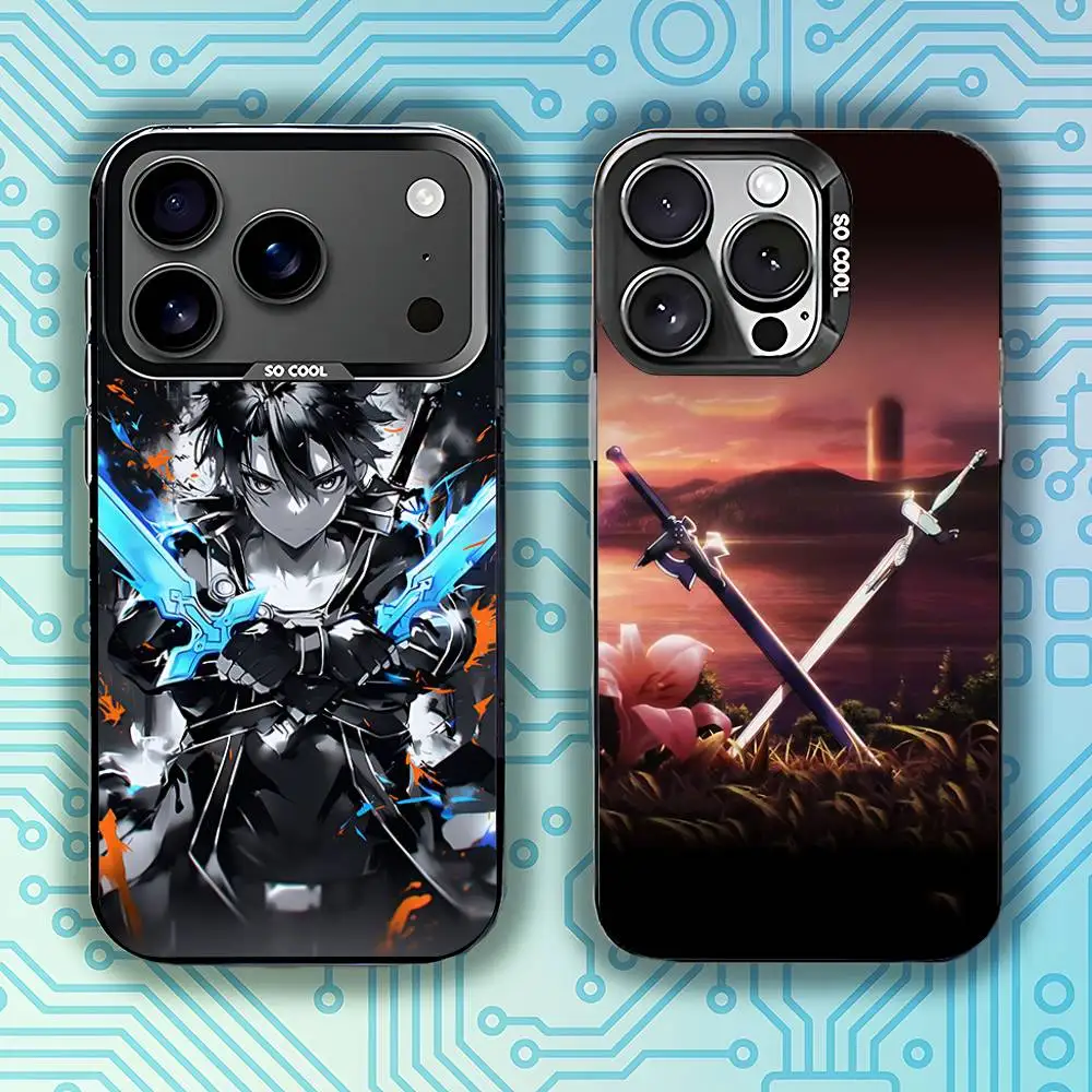 

A-Asuna Anime Kirito Phone Case For iPhone 17,16,15,14,13,12,11,Pro,Max,Plus,E,Air,Mini Black Tpu Cover