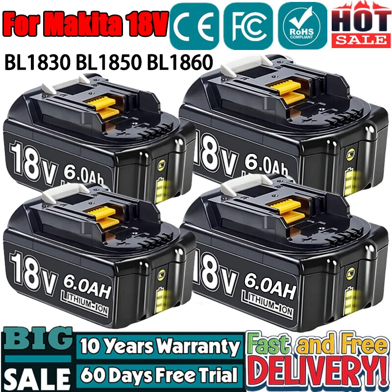 18v For makita BL1830 BL1860 BL1850 BL1850B BL1840 screwdriver battery & charger For Makita 18v Replacement Power Tool Batteries