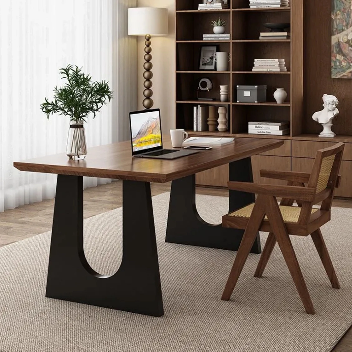 

Medieval solid wood large board desk ash wood workbench designer home dining table walnut desk