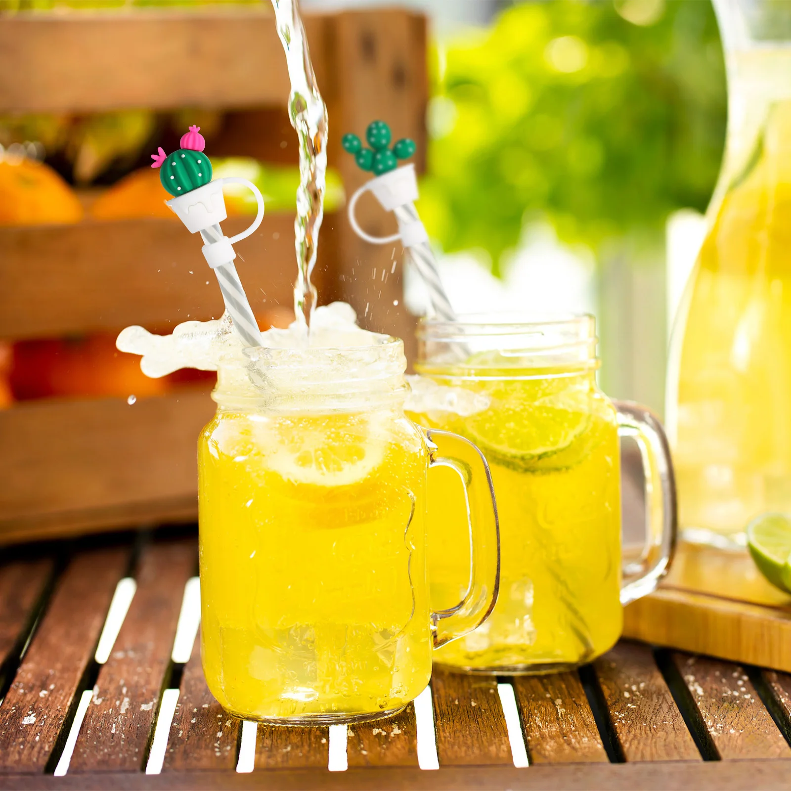 

4pcs Reusable Straw Covers Drinking Caps Cactus End Protectors For Outdoor Kitchen Bar Party Baby Shower Graduation Supplies