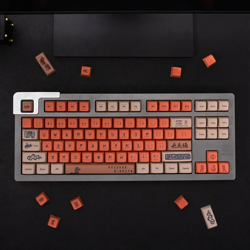 

Orange Keycaps Terracotta Warriors and Horses for Mechanical Keyboard MDA Height 134 Keys PBT Dye Sub GK61 Anne Pro 2 Game PC