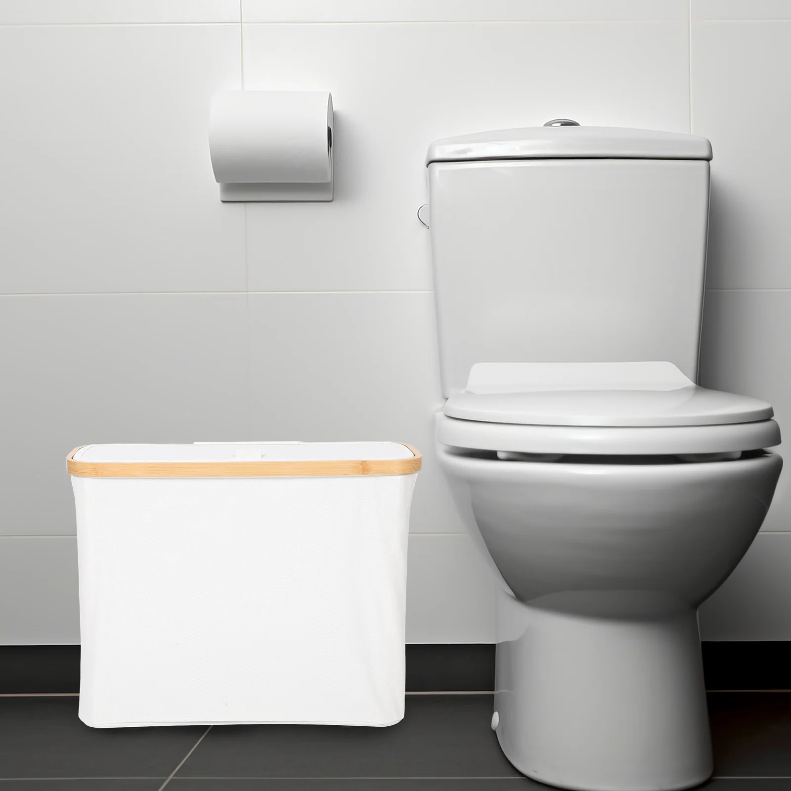 

Multifunctional Toilet Paper Storage Basket With Lid Cloth Bathroom Organizer Large Capacity Free Standing Easy Installation