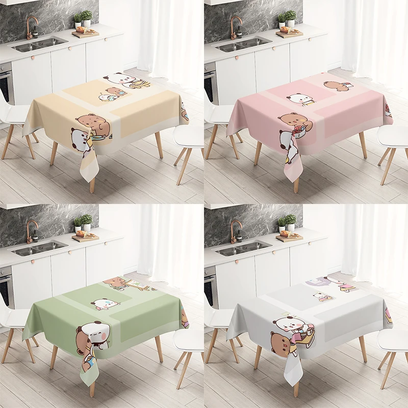 Cute bear printed tablecloth banquet dining table home decoration desk decoration anti-fouling and waterproof