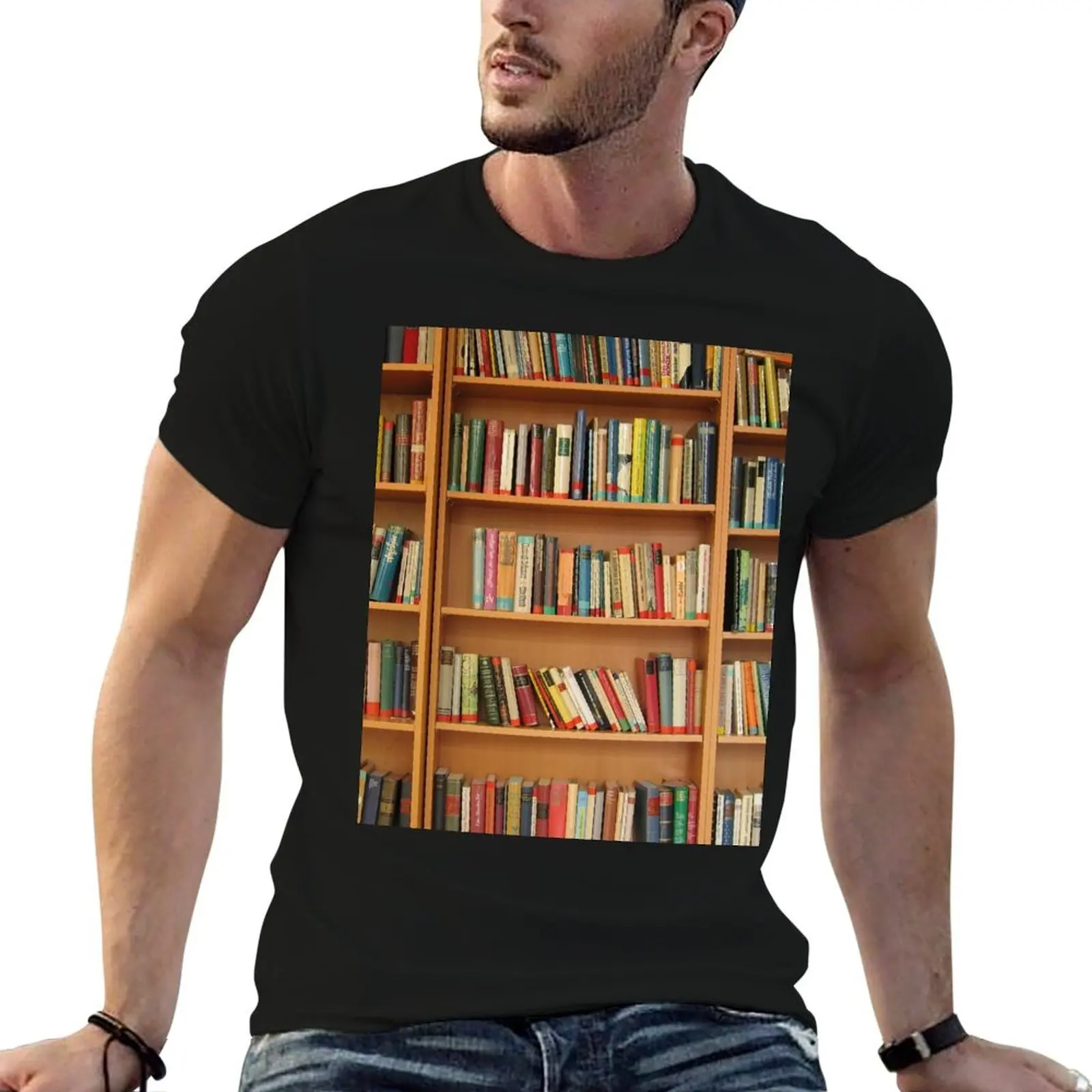 Bookshelf Books Library Bookworm Reading T-Shirt gifts for boyfriend anime t shirts men workout shirt