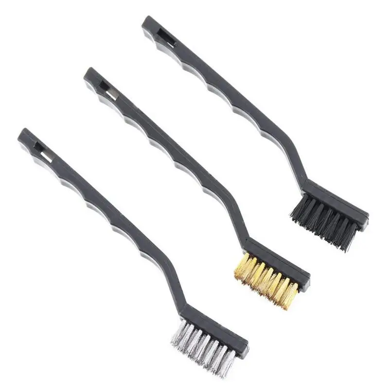 3 pz/set Mini spazzola metallica per la pulizia dello spazzolino da denti in acciaio inossidabile con setole metalliche per la pulizia delle scorie e della ruggine di saldatura