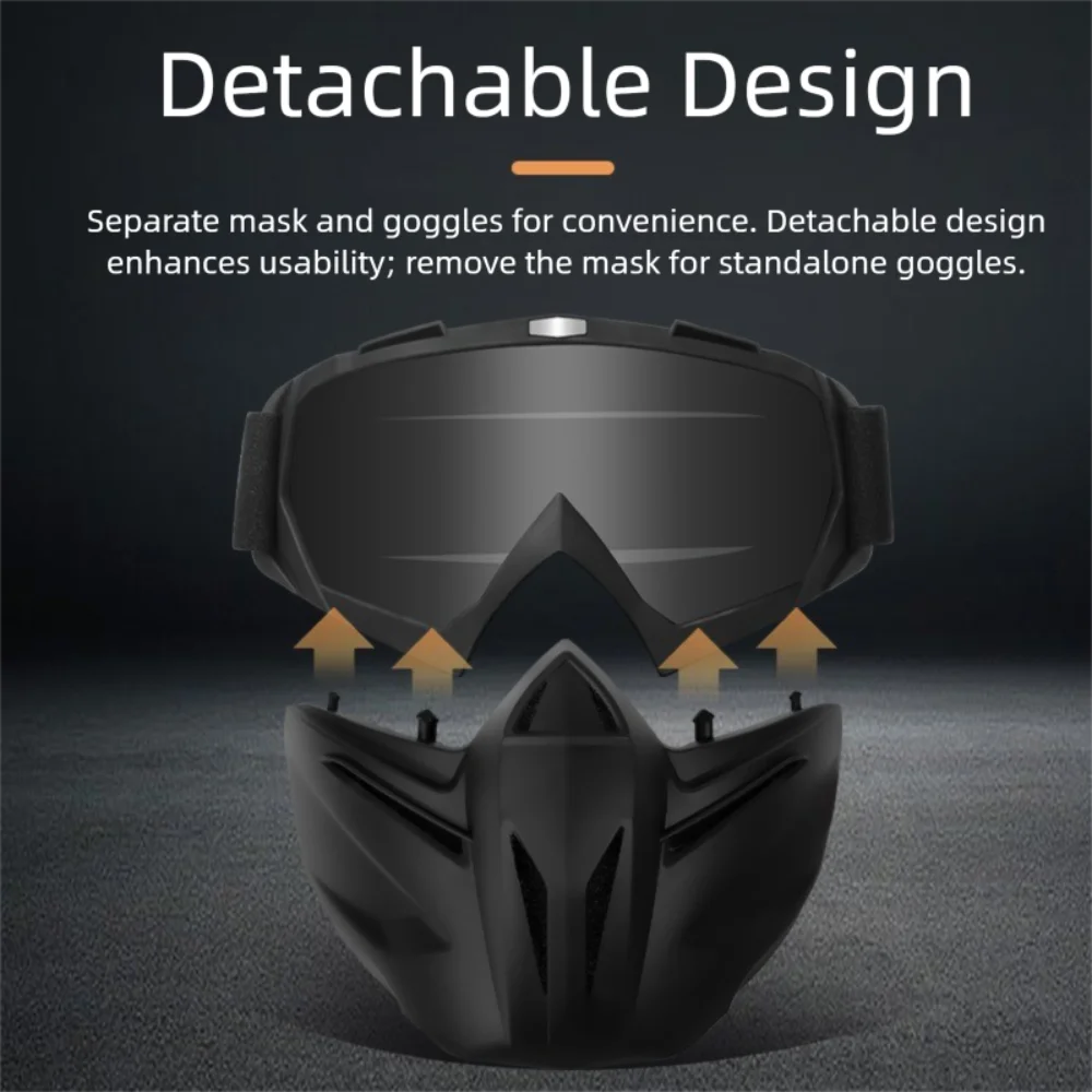 قناع ركوب متعدد الألوان مقاوم للغبار، نظارات تزلج قابلة للإزالة، مقاومة للصدمات، شريط قابل للتعديل، معدات حماية للعمل للجنسين