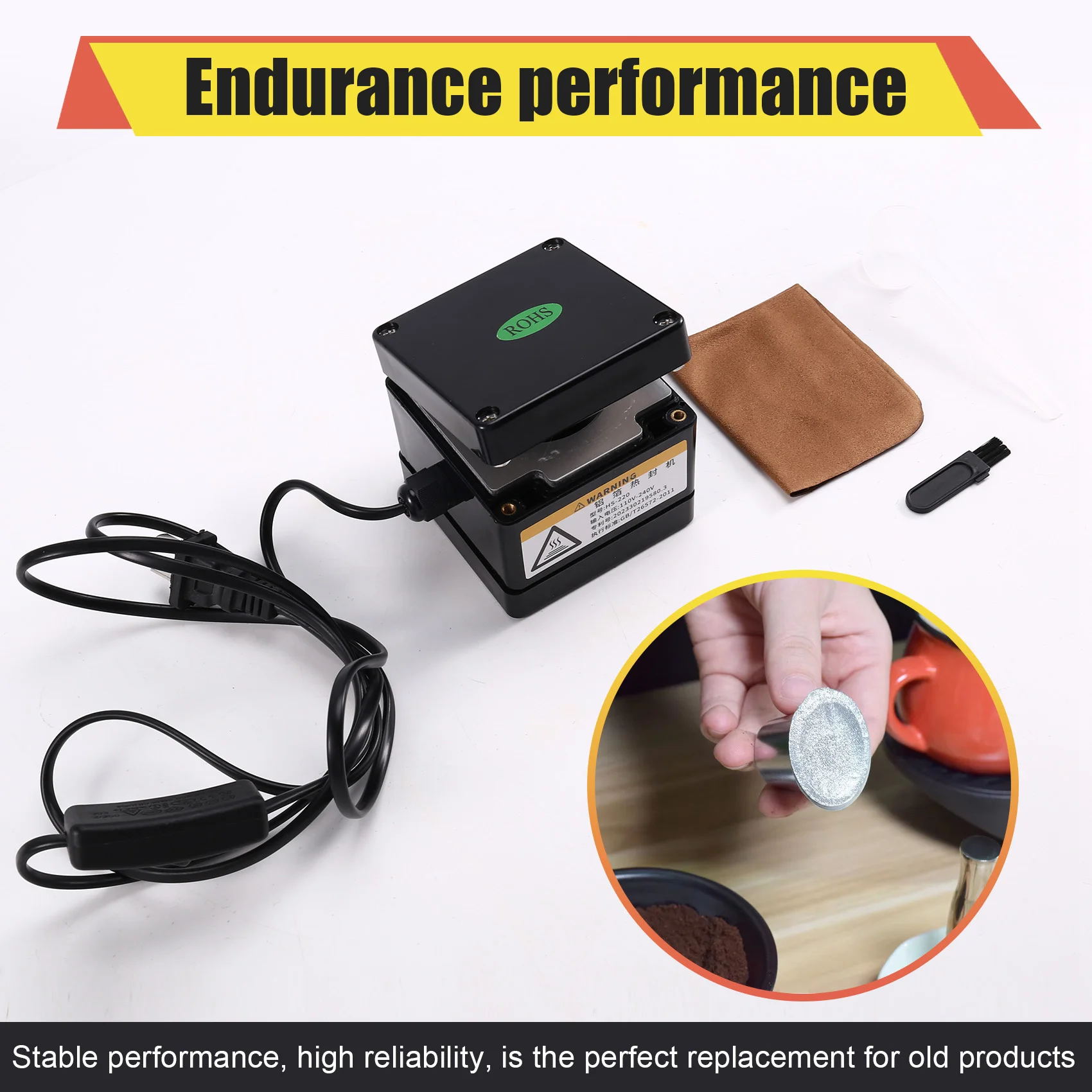 ASWUT-Electric Coffee Capsule Sealing Machine Portable Aluminum Foil K CUP Capsule Sealer US Plug