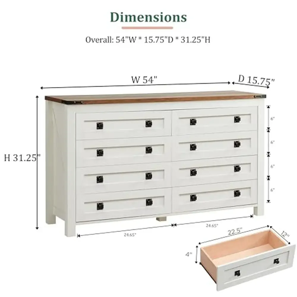 8-Drawer Rustic Farmhouse Dresser 54