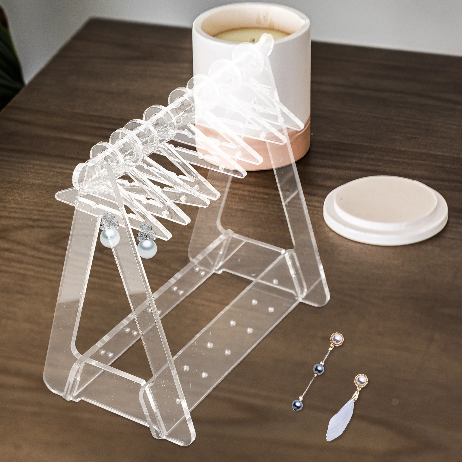 

1Set Clear Acrylic Earring Stand Mini Hangers Jewelry Display Rack Ear Stud Organizer Practical Decorative Holder