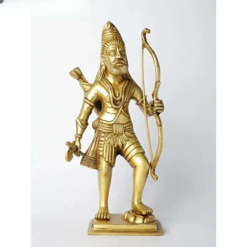 10-Inch Brass Sculpture of Lord Parasurama Brass Sculpture of Lord Vishnu of the Sixth Generation