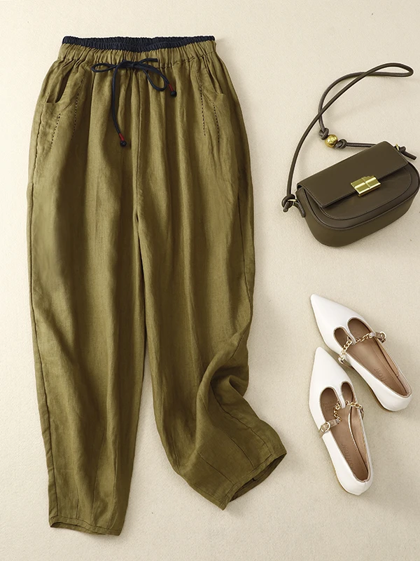 High-End Japanese Style Retro Contrast Color Buttoned Loose Slimming Casual Pants Wide Leg Harajuku Style Ladies Trousers