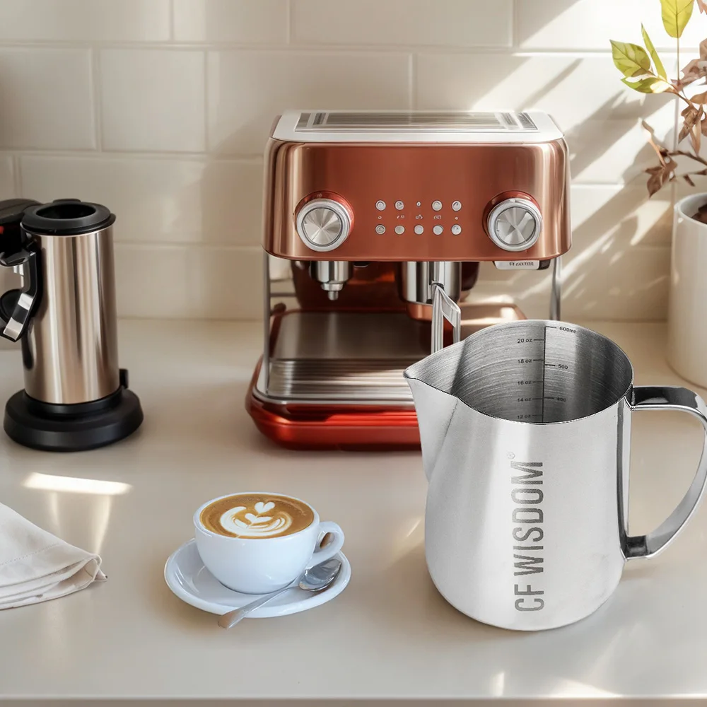 

CF WISDOM 304 кувшин из нержавеющей стали для латте для кофемашины, домашний инструмент для вспенивания бариста, портативный кухонный профессиональный инструмент