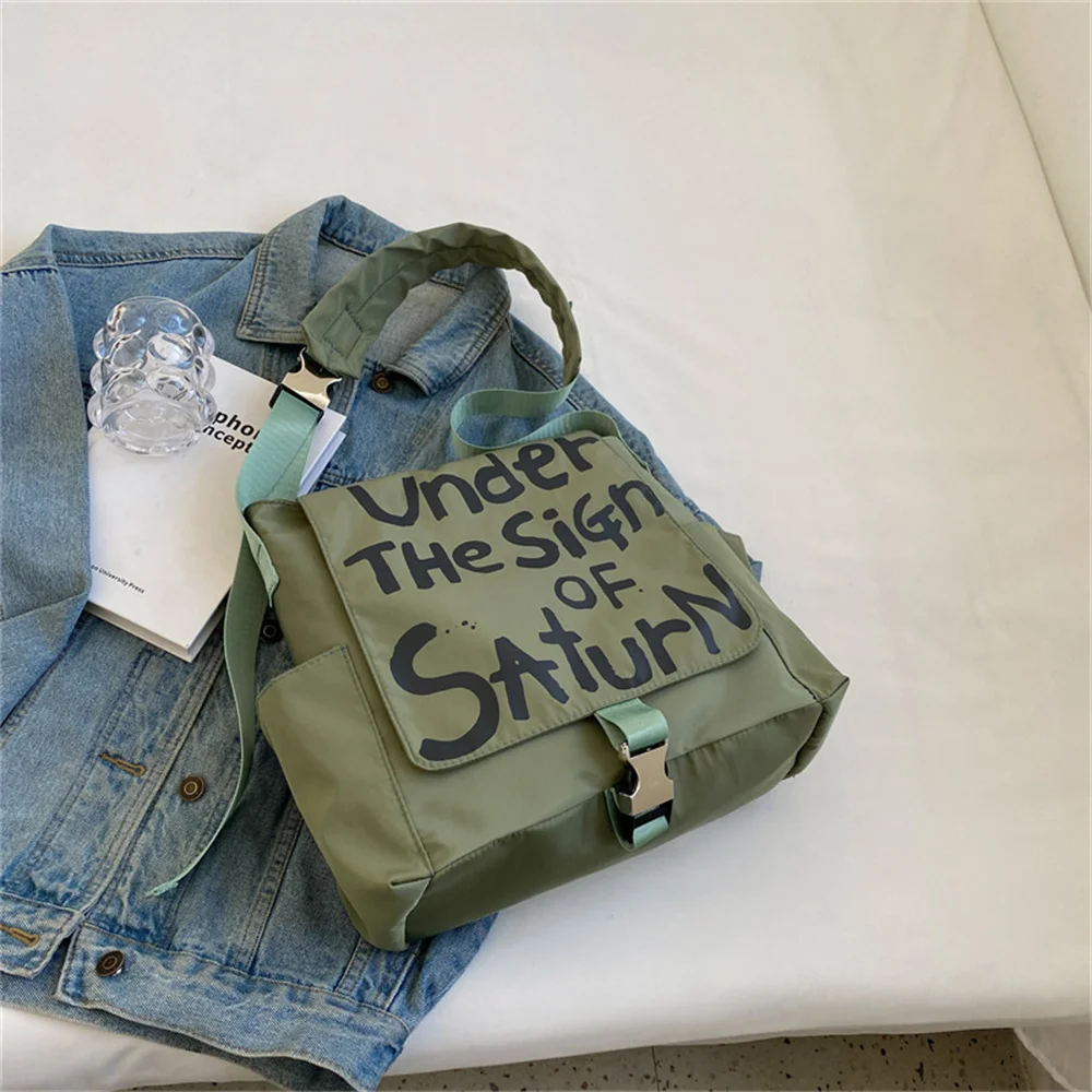 Kpop Kang Seul Gi Same Style Shoulder Bag Personalized Graffiti Letter Large Capacity Mailman Bag Crossbody Bag Street Back Big