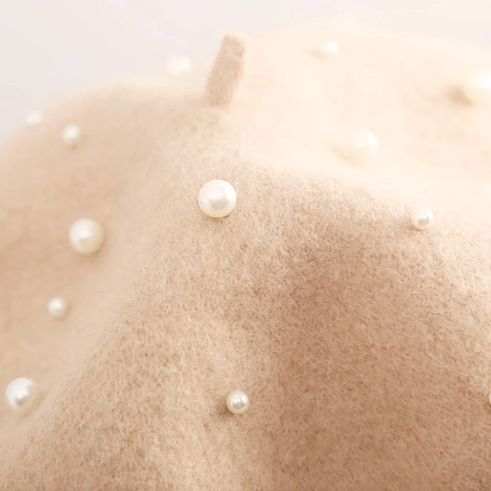 

Sweet Wool Hat For Winter Warm Elegant Headwear Lightweight Portable Beige Women Warm Beret Women'S Beret