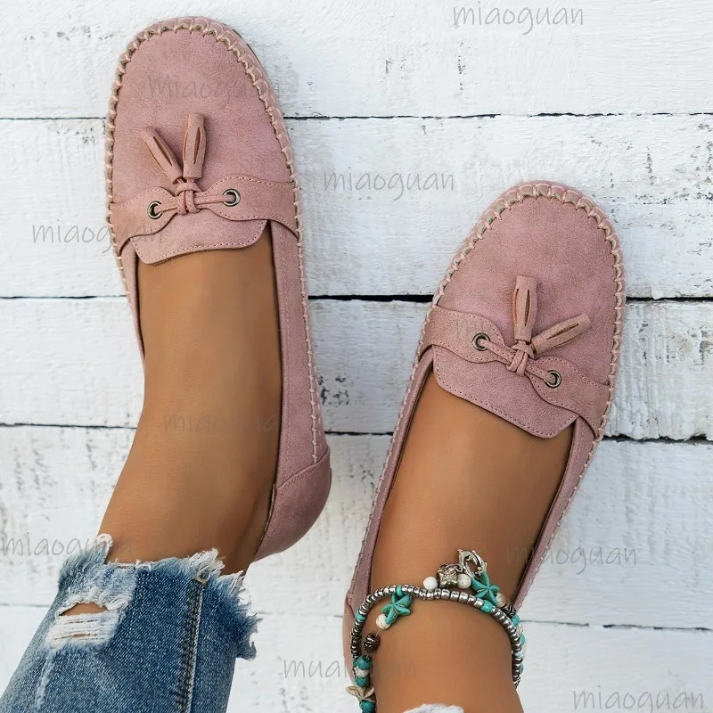 Women's Moccasin Loafers Tassel Driving Bean Shoes Daily Comfort Flats Casual Mom Walking Boat Shoes Лоферы Женские Size 35-44