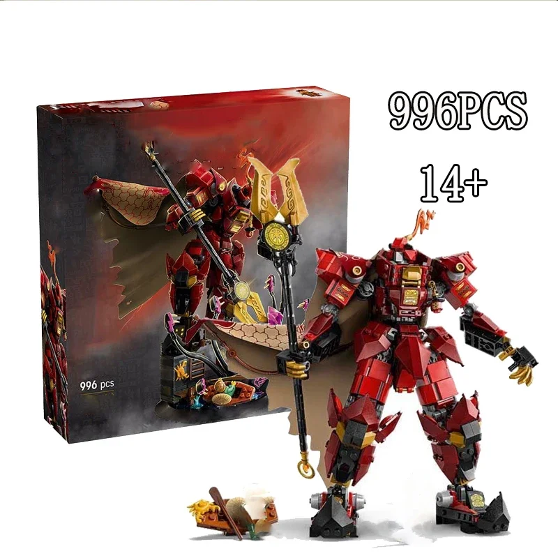 

Новинка 2025 года, наборы кирпичей Kai Smith Fire Knight Mech, детские игрушки, подарки для сборки