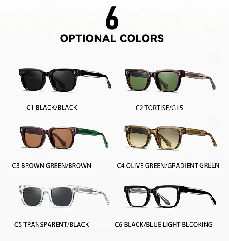 SHAUNA Retro Rivet Rectangle Sunglasses UV400 Sun Glasses
