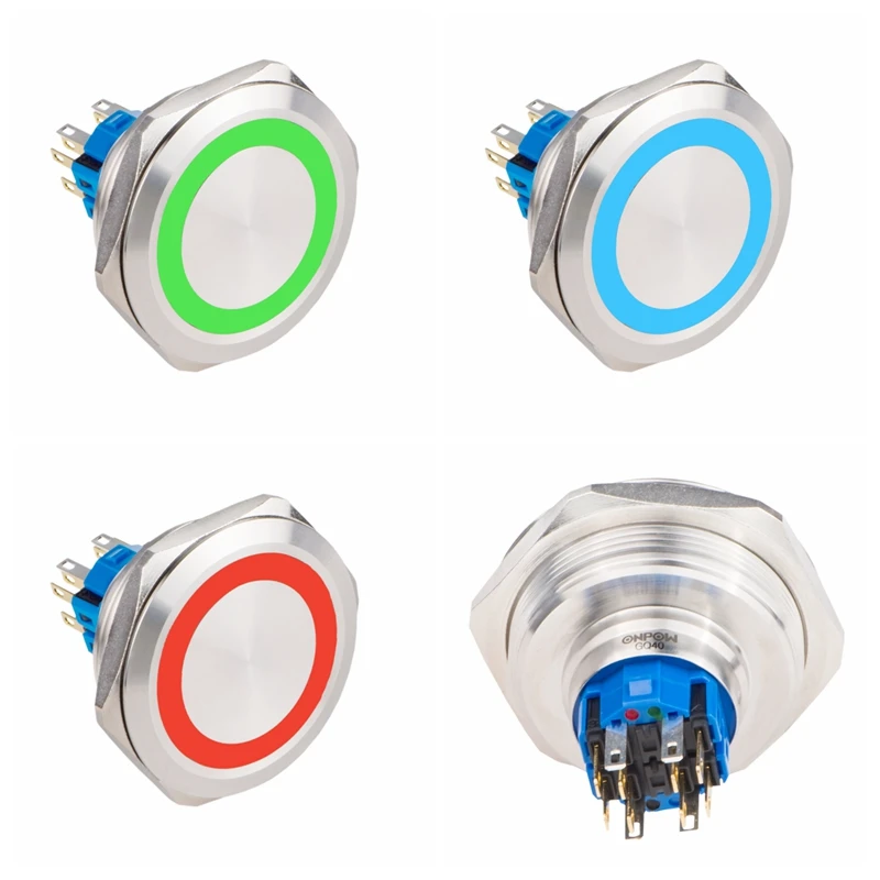Wat is de ONPOW 22mm 25mm 30mm 40mm Tri-color 6V 12V 24V RGB LED ring LED IP65 Staal Ring LED Waterdichte Drukknop Schakelaar?