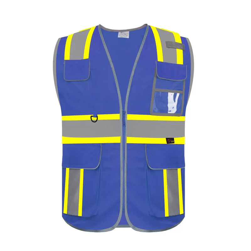 Black Hi Vis Vest with Pockets and Reflective Stripes Safety Vest High Visibility for Work Construction Traffic Patrol