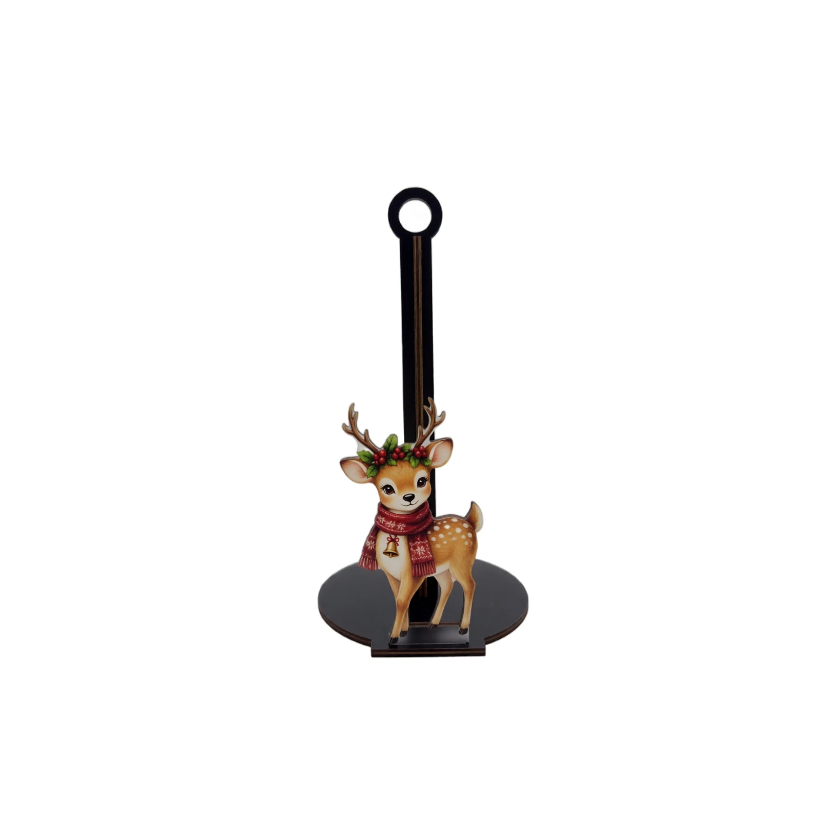 Christmas 2D Wooden Tissue Holder Classic Xmas Standing Napkin Holder Tabletop Tissue Dispenser Table Decor for Home Kitchen