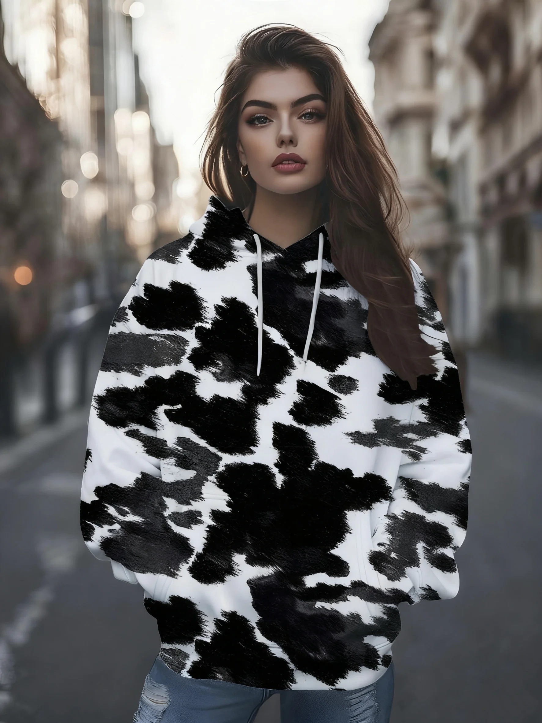 

Уютная толстовка с дизайном венка, обычная посадка с длинными рукавами для осени и зимы, повседневная одежда, толстовка с капюшоном для мужчин и женщин, детская толстовка с капюшоном