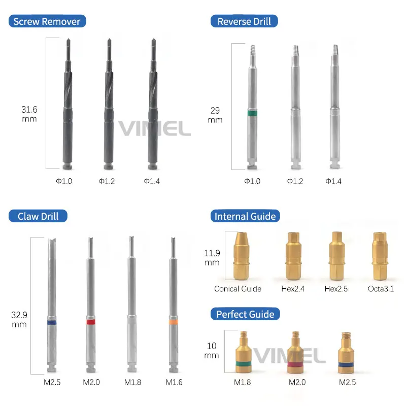 High Quality Stainless Steel Dental Implant Conical Drills Bur Kit with Stopper And Screw Remover for Dental Surgery
