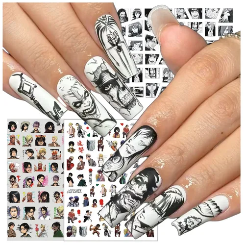 TSC-357 Attack Titan Anime Evang 3d pegatina para decoración de uñas sello calcomanía deslizador de uñas decoración de uñas