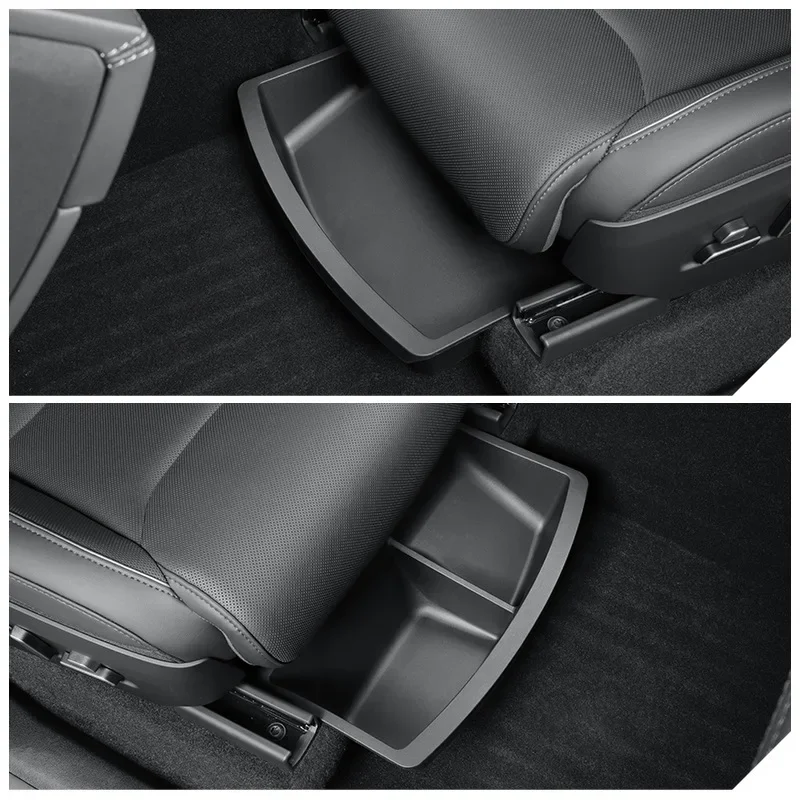 Auto-Zubehör Autositz-Aufbewahrungsbox für Tesla 2025 Model YL 6-Sitzer Unter-Sitz TPE-Schublade Vorder- und Rücksitz-Organizer-Box – Detail 6