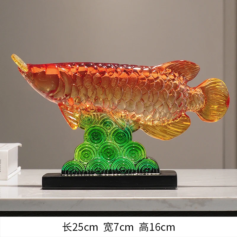 Resin Golden Dragon Fish Ornament Sculpture Figurines Miniaturesoffice Desktop Wine Cabinet Decoration Housewarming Opening Gift