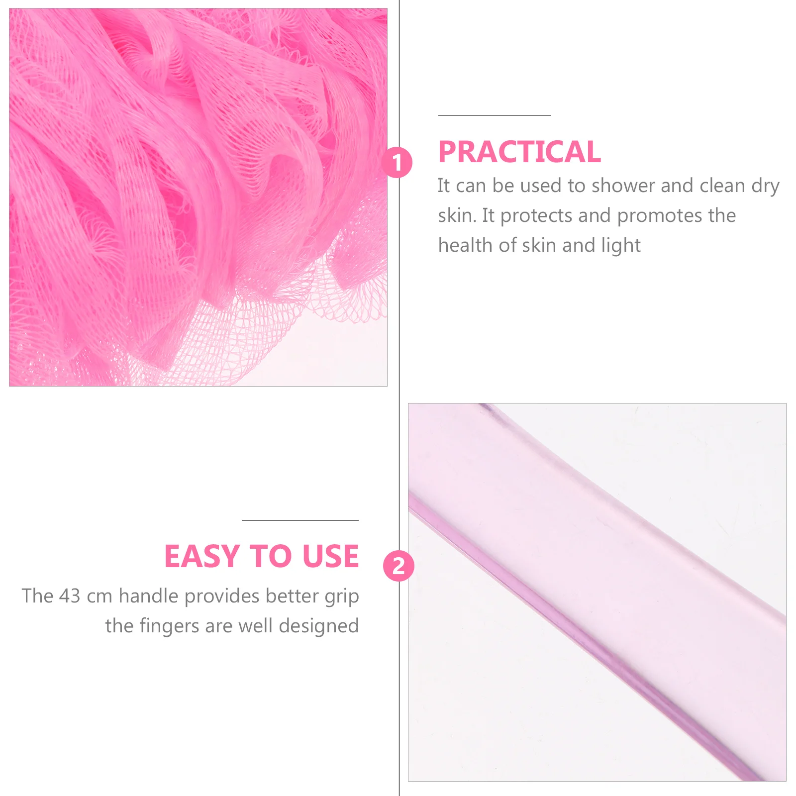 

2pcs Deep Cleaning Bathing Body Brush Exfoliating Tool For Skin Care Random Color Long Handle Bath Scrubber Body Cleaning