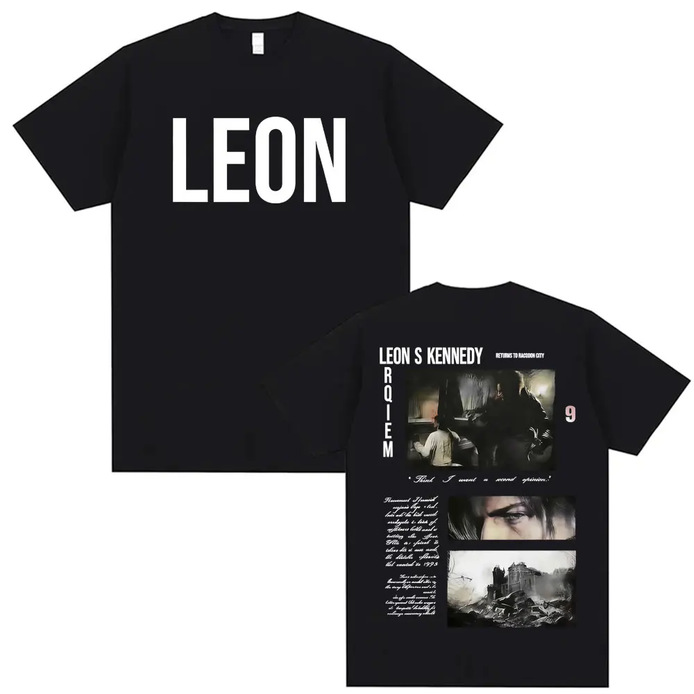 Limited Leon Kennedy T-shirt Resident Evil Requiemm Graphic T-shirts Men Women Fashion Casual Retro Oversized T Shirt Streetwear