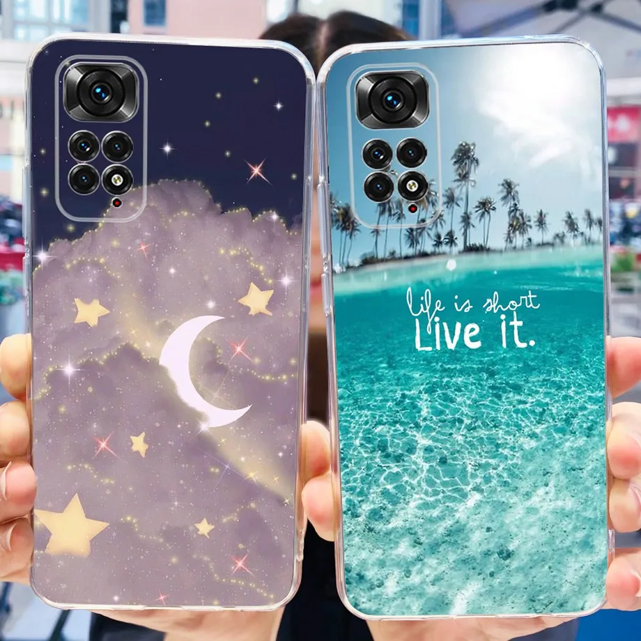 Capa de telefone feminina para Xiaomi Redmi Note 11 Pro, 4G, 5G, Redmi Note 11, 11S, 4G, Global, Fino, Silicone Bumper, Suave