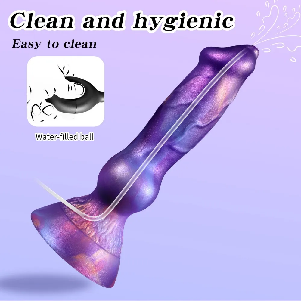 Realistic Dog Penis Squirting Dildo Anal Plug Knot Suction Cup Enema Ball Waterproof Silicone Fantasy Adult Toy for Men and Wome view 3