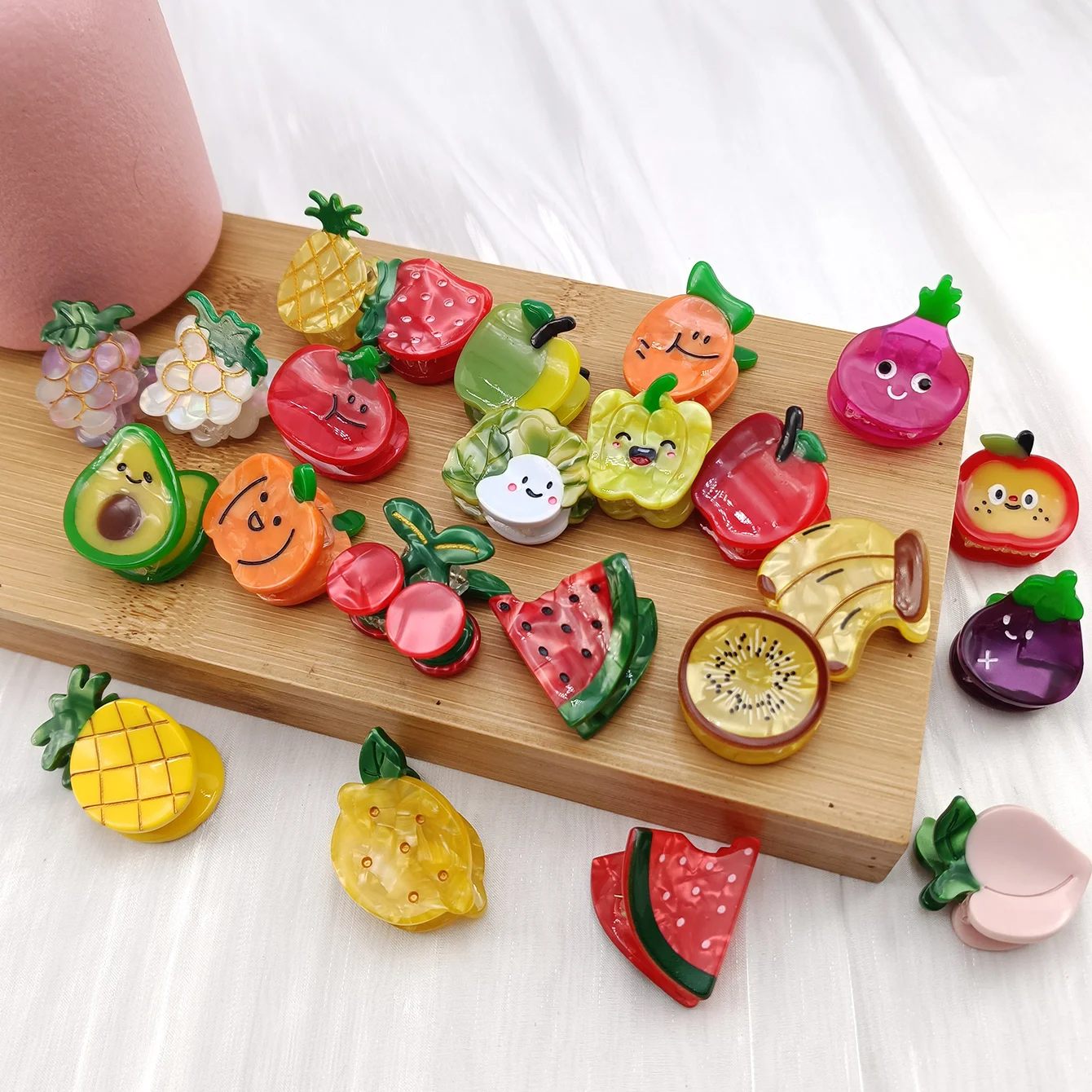 1/2/4 Piezas Horquillas de Acetato con Diseño de Frutas de Dibujos Animados, Pinzas Pequeñas para el Cabello con Fresa, Limón, Cereza, Uva, para Flequillo y Cabello Rebelde, Accesorios para el Cabello