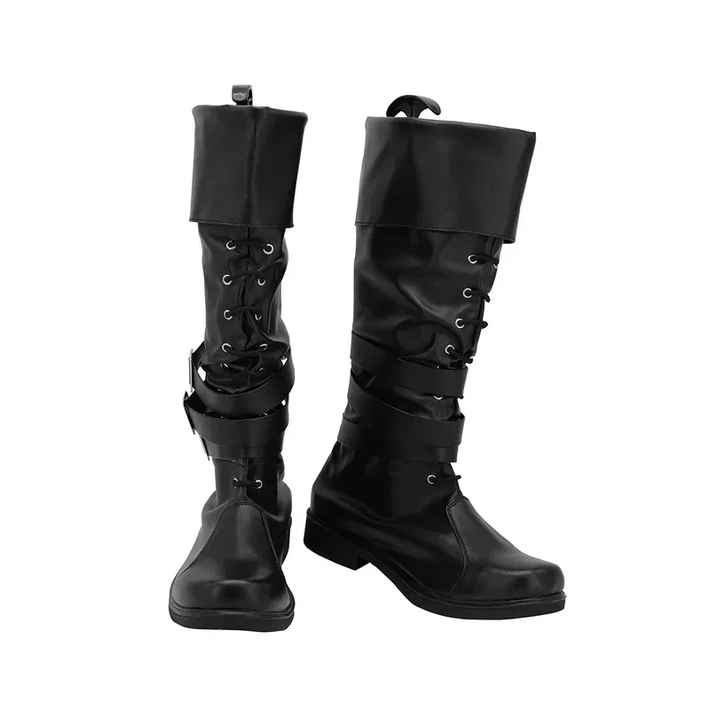 2025 aaa Gellert Botas de cosplay de cuero negro - Animales fantásticos Los crímenes de Grindelwald Zapatos de disfraz para unisex