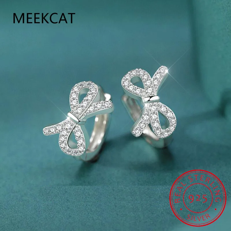 아기 공주 925 실버 반짝이 지르콘 귀여운 나비매듭 후프 귀걸이, 소녀 어린이 여성 아로스 허기 루프 귀걸이, 한국 주얼리