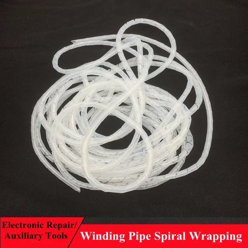 4mm 6  8 10 12 ~30mm White Black Spiral Wrap Sleeving Cable Protective Sleeve Band Winding Pipe Cable  Protector Organiser Tube