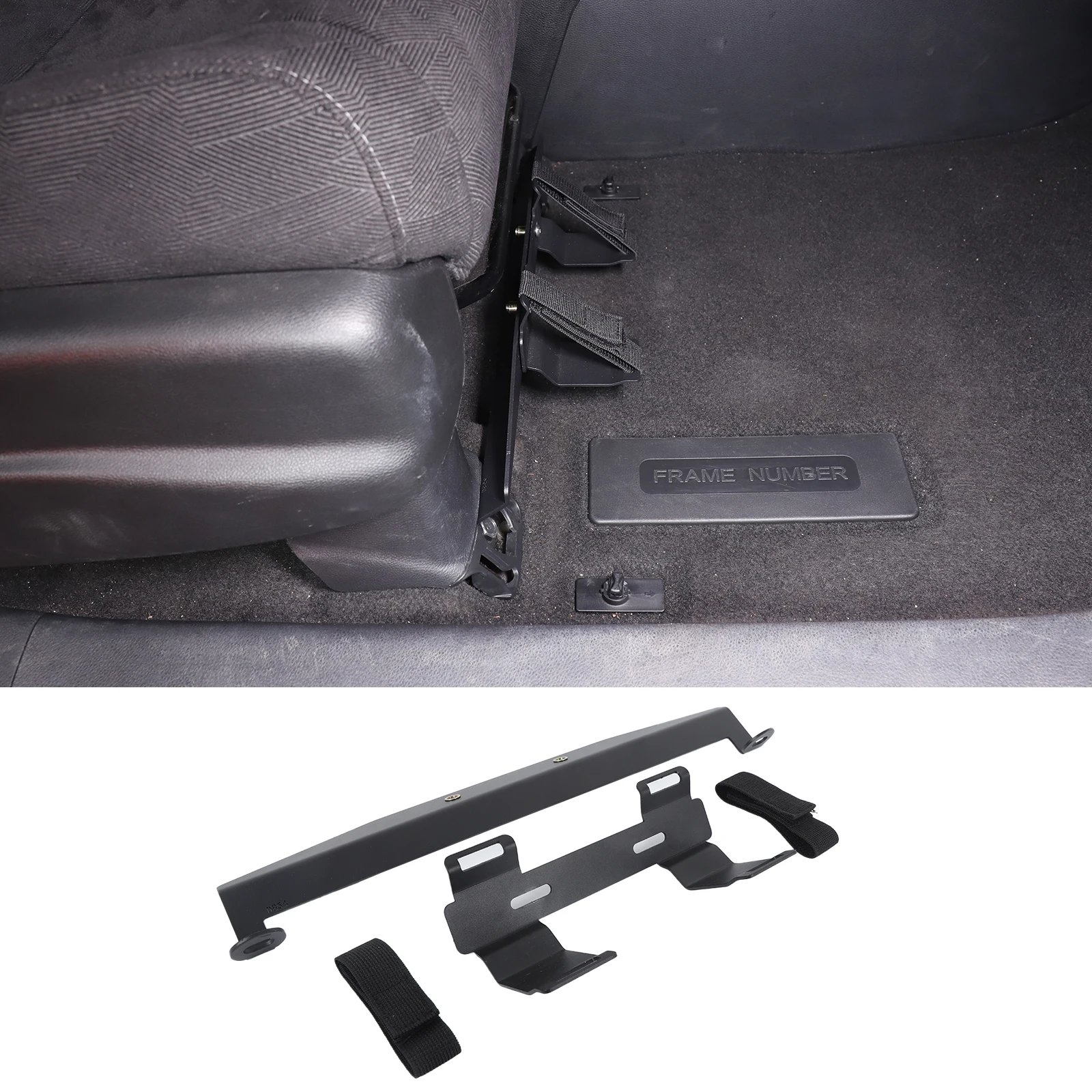 

For 2016-2022 Honda Pilot Co-pilot Seat Fire Extinguisher Stand Stand Under Seat Aluminum Alloy Black 1pcs (Magic Belt)